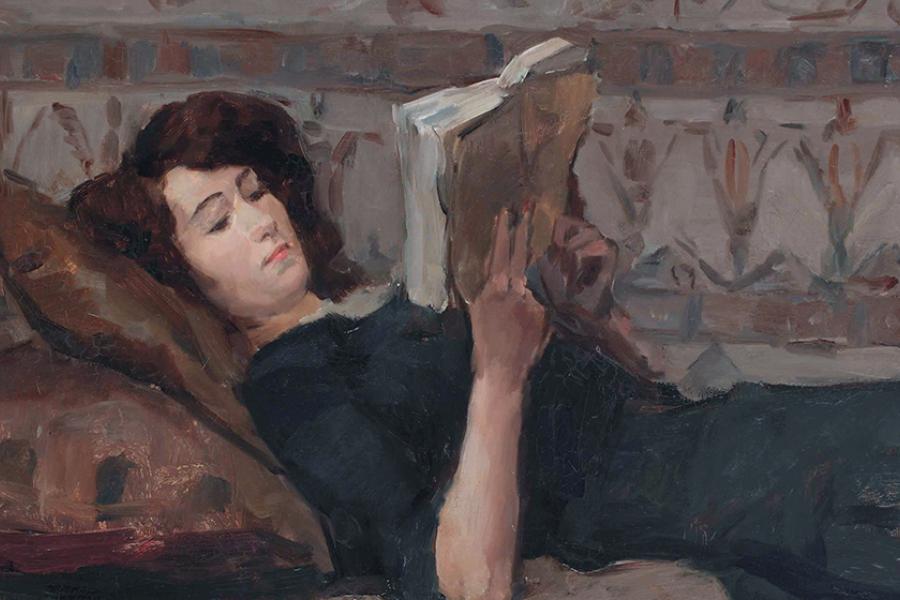 Mujer leyendo en el sofá, Isaac Israels, c. 1880 - 1934