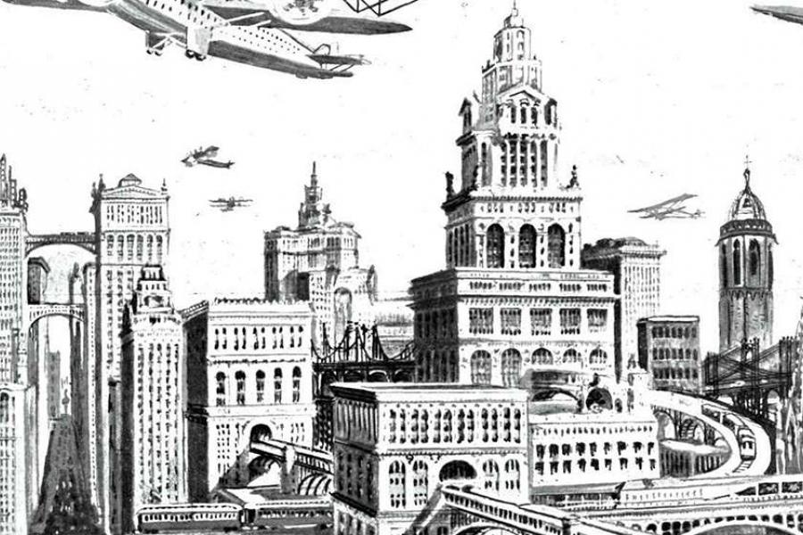 Barcelona futurista. Publicada a la revista “La Ilustración Ibero-Americana n.III (1929)