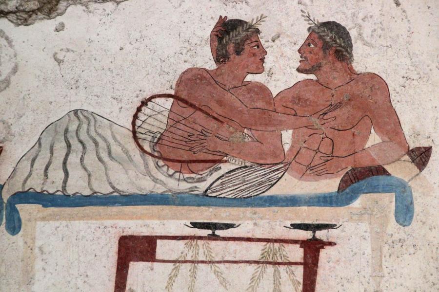 Detalle de un fresco en la colònia griega de Paestum, ebn Italia. 480 a.C