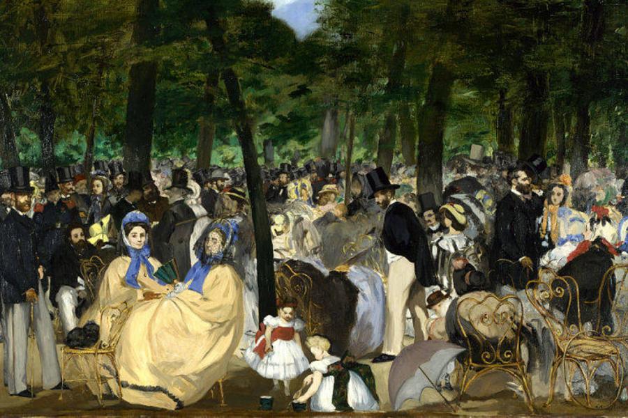 La música en las Tullerías. Manet, 1862