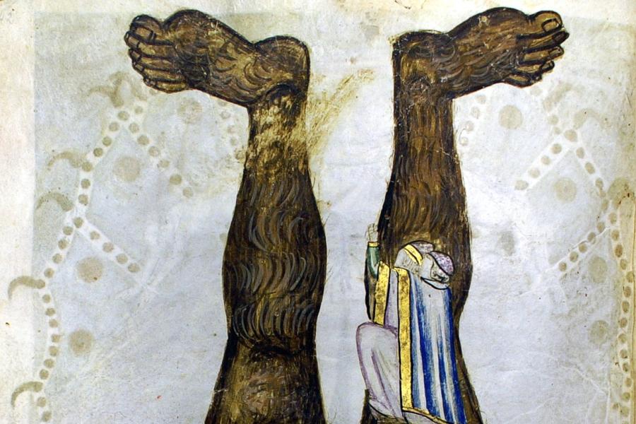Lucifer invertido, del Codex Altonensis. Manuscrito ilustrado, siglo XIV, Italia.