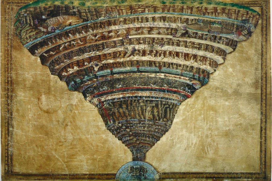 "El infierno según Dante", Sandro Botticelli, ca. 1480–1495