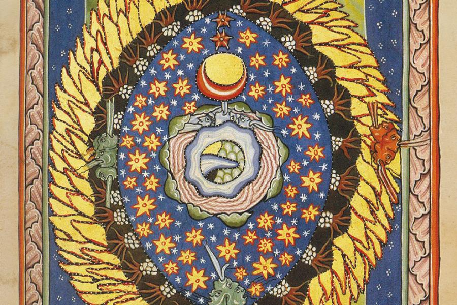 "El Universo". Ilustración del libro de Hildegarda de Bingen "Scivias I,3". c.1165.