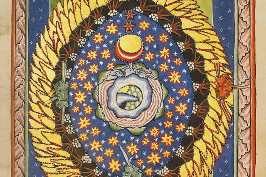 "El Universo". Ilustración del libro de Hildegarda de Bingen "Scivias I,3". c.1165.
