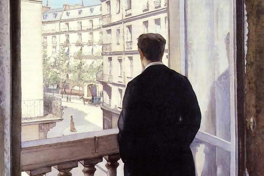 Jove a la finestra, Gustave Caillebotte, 1875