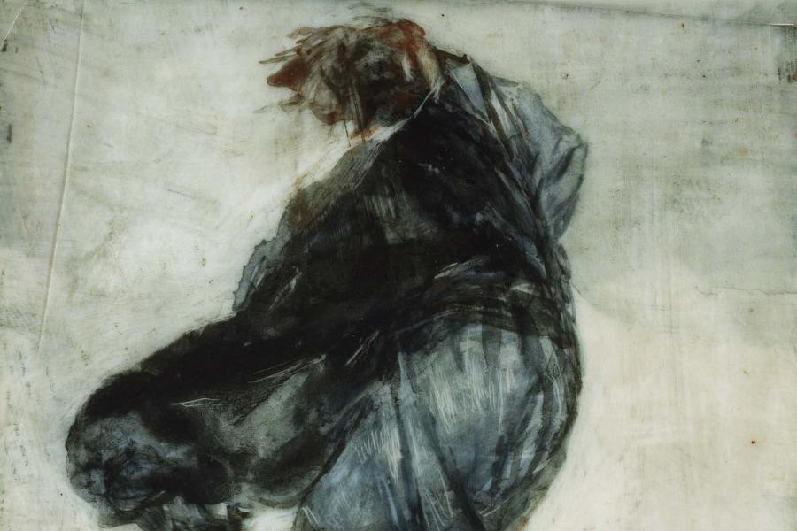 Dona amb els vestits inflats pel vent. Francisco de Goya. 1824-1825