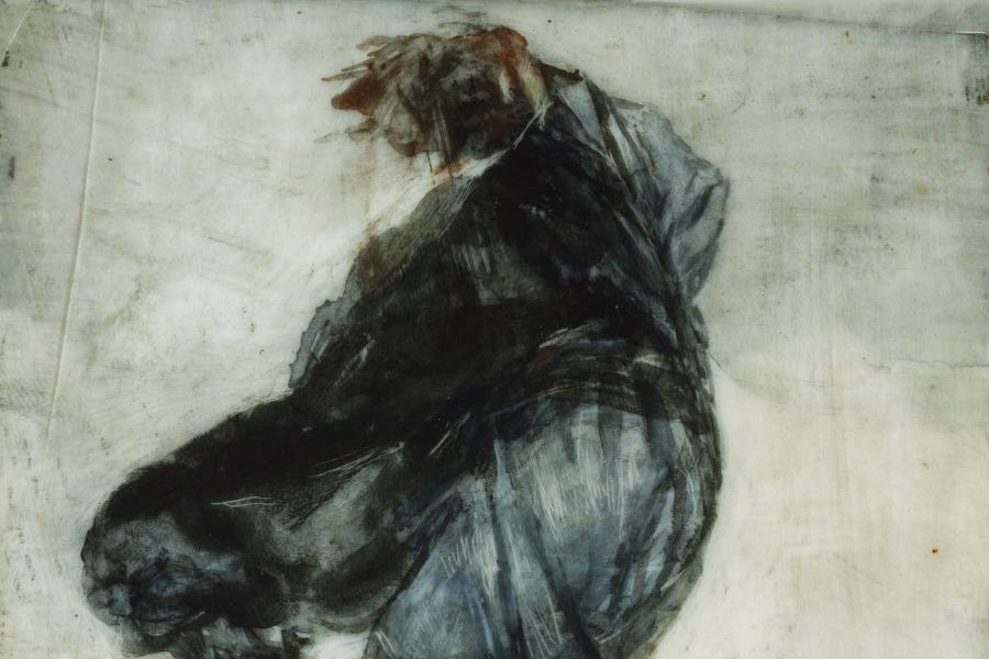 Mujer con los vestidos inflados por el viento. Francisco de Goya. 1824-1825