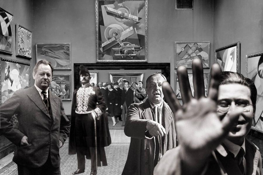 Schwitters, Marinetti, Blümner y Moholy-Nagy en una exposición de futurismo italiano en Berlín, el 28 de marzo de 1934.