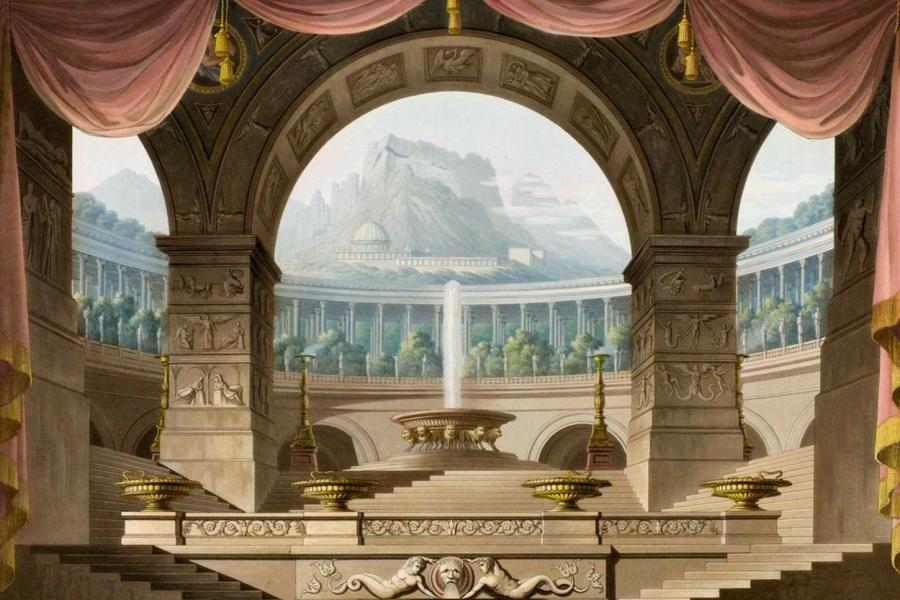 Disseny d'escenografia per a l'òpera "Armida". Friedrich Jügel, 1824 | Domini públic