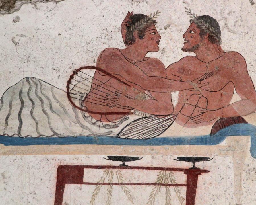 Detall d’un fresc a la colònia grega de Paestum, a Itàlia. 480 aC