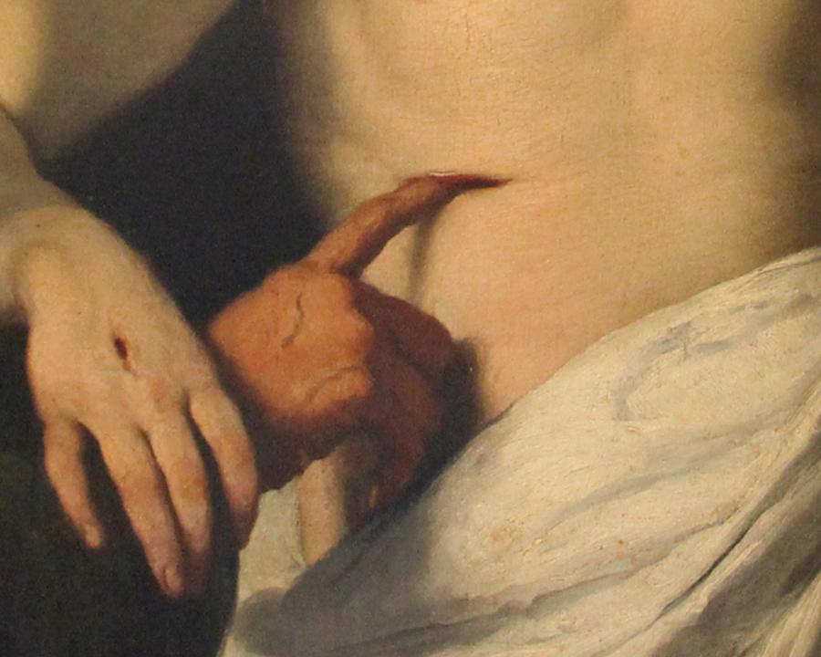 Detalle de 'La incredulidad de Santo Tomás', Bernardo Strozzi, 1620.