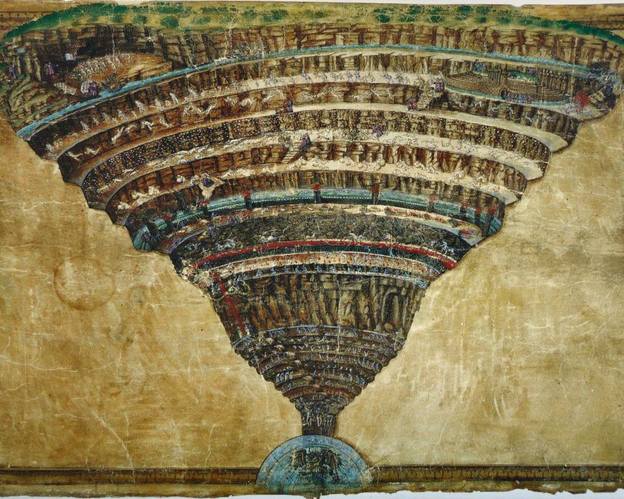 "El infierno según Dante", Sandro Botticelli, ca. 1480–1495