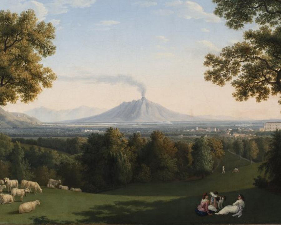 Paisatge amb el Palau de Caserta i el Vesuvi. Jacob Philipp Hackert, 1793