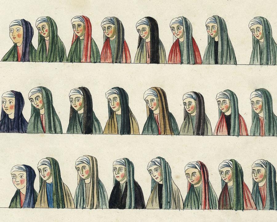 De l'"Hortus deliciarum", d'Herrada de Landsberg. Circa 1180.