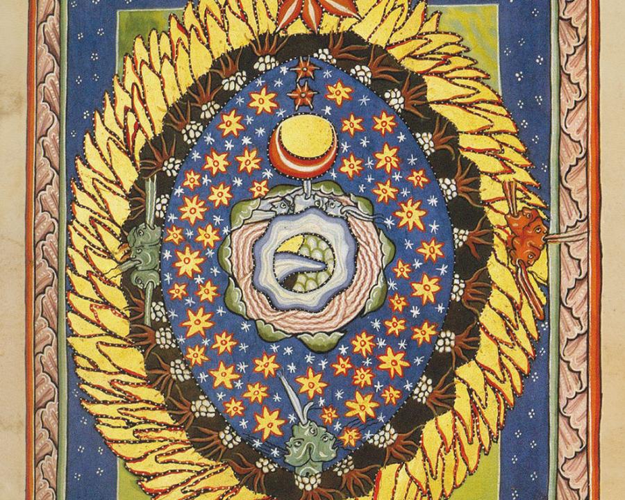 "El Universo". Ilustración del libro de Hildegarda de Bingen "Scivias I,3". c.1165.