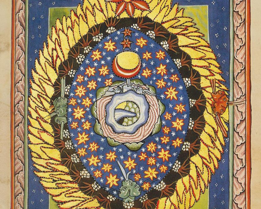 "El Universo". Ilustración del libro de Hildegarda de Bingen "Scivias I,3". c.1165.