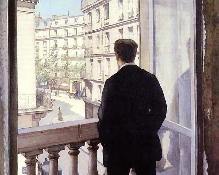 Jove a la finestra, Gustave Caillebotte, 1875