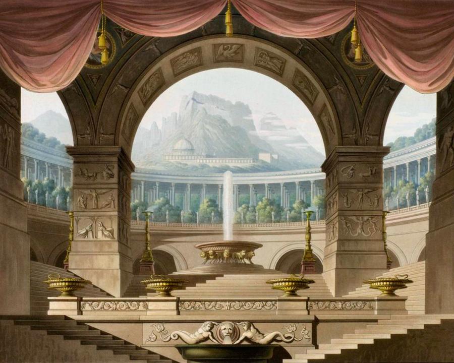 Disseny d'escenografia per a l'òpera "Armida". Friedrich Jügel, 1824 | Domini públic